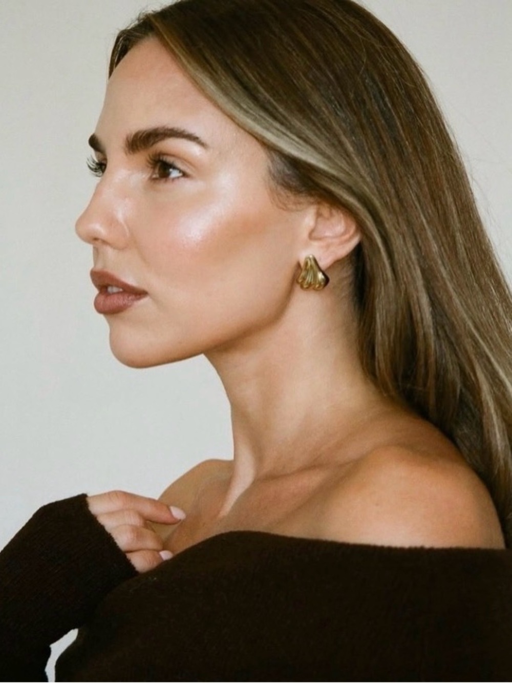 Rumored Angel of Mine Gold Sculpted Petal Studs - Women Jewelry